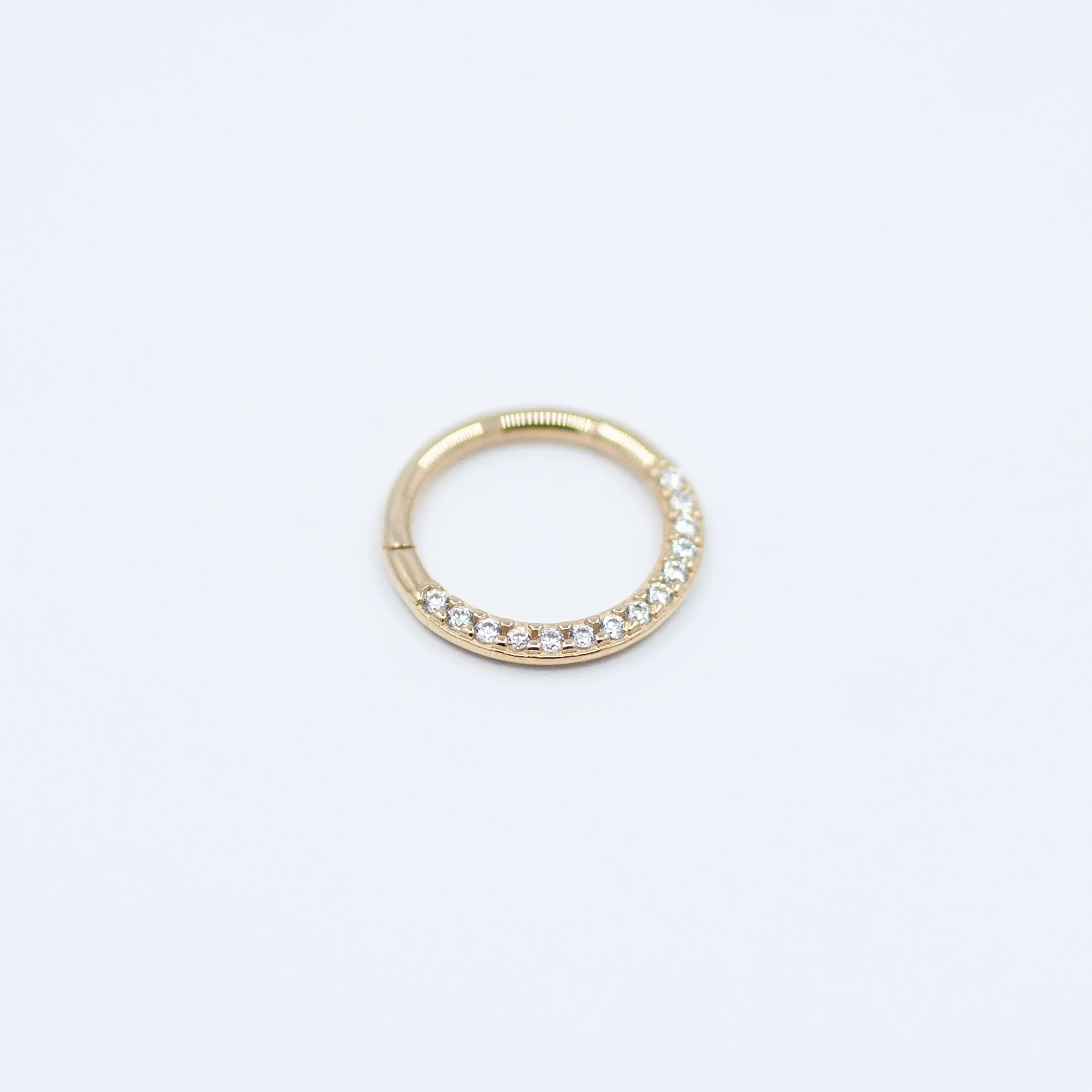 Gemmed Clicker - White CZ - 14k Yellow Gold - 16g - 11/32" - Clicker - Sun Piercer