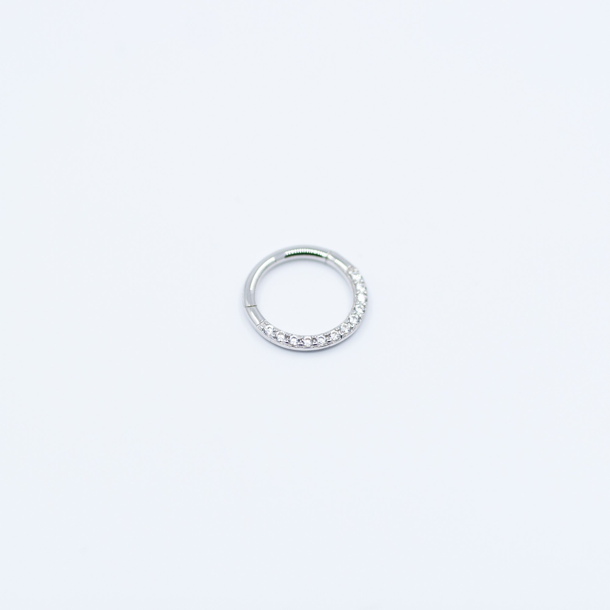 Gemmed Clicker - White CZ - 14k White Gold - 16g - 5/16" - Clicker - Sun Piercer