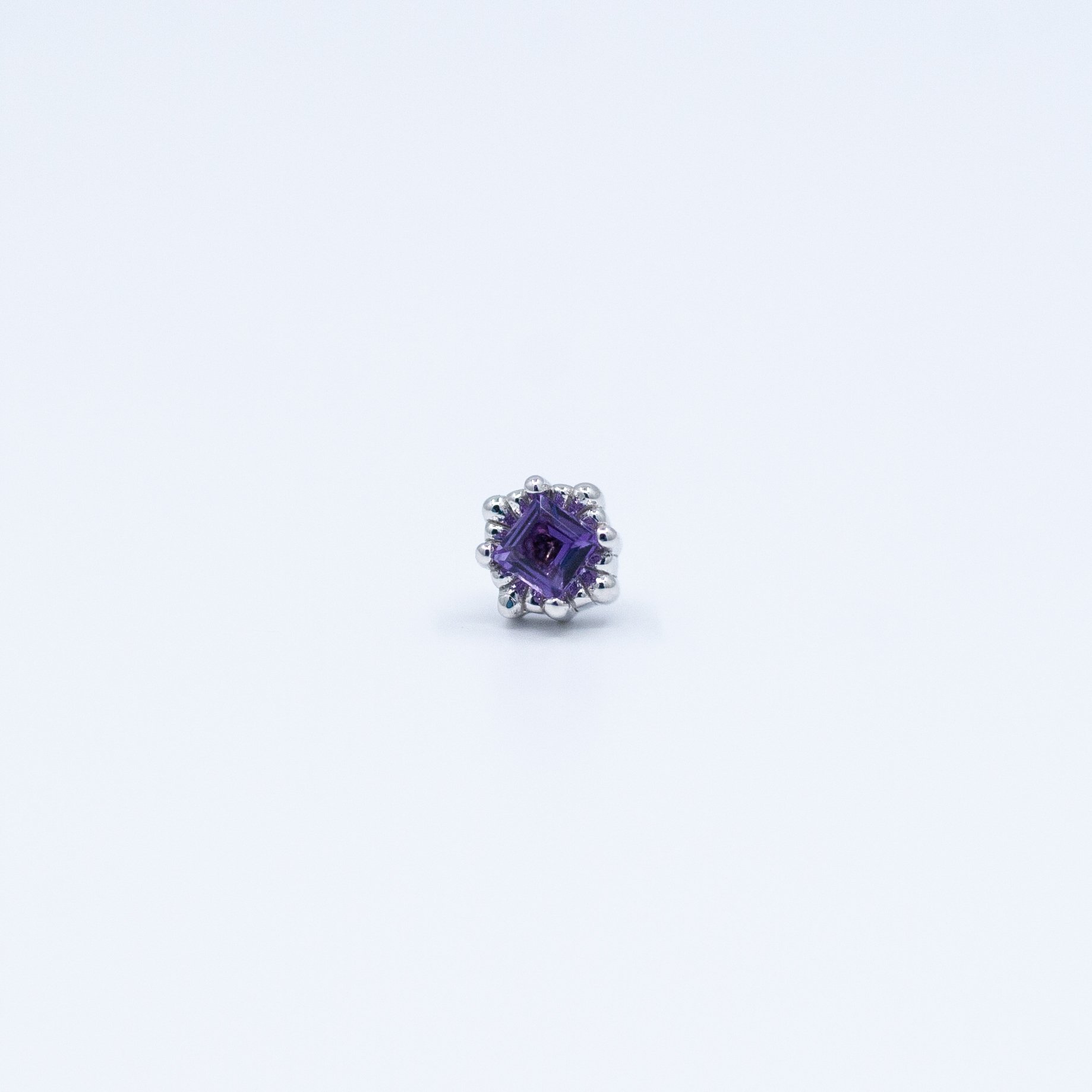Melange - Amethyst - 14k White Gold - 18g/16g - 4mm - 3mm - End - Threadless - Tether