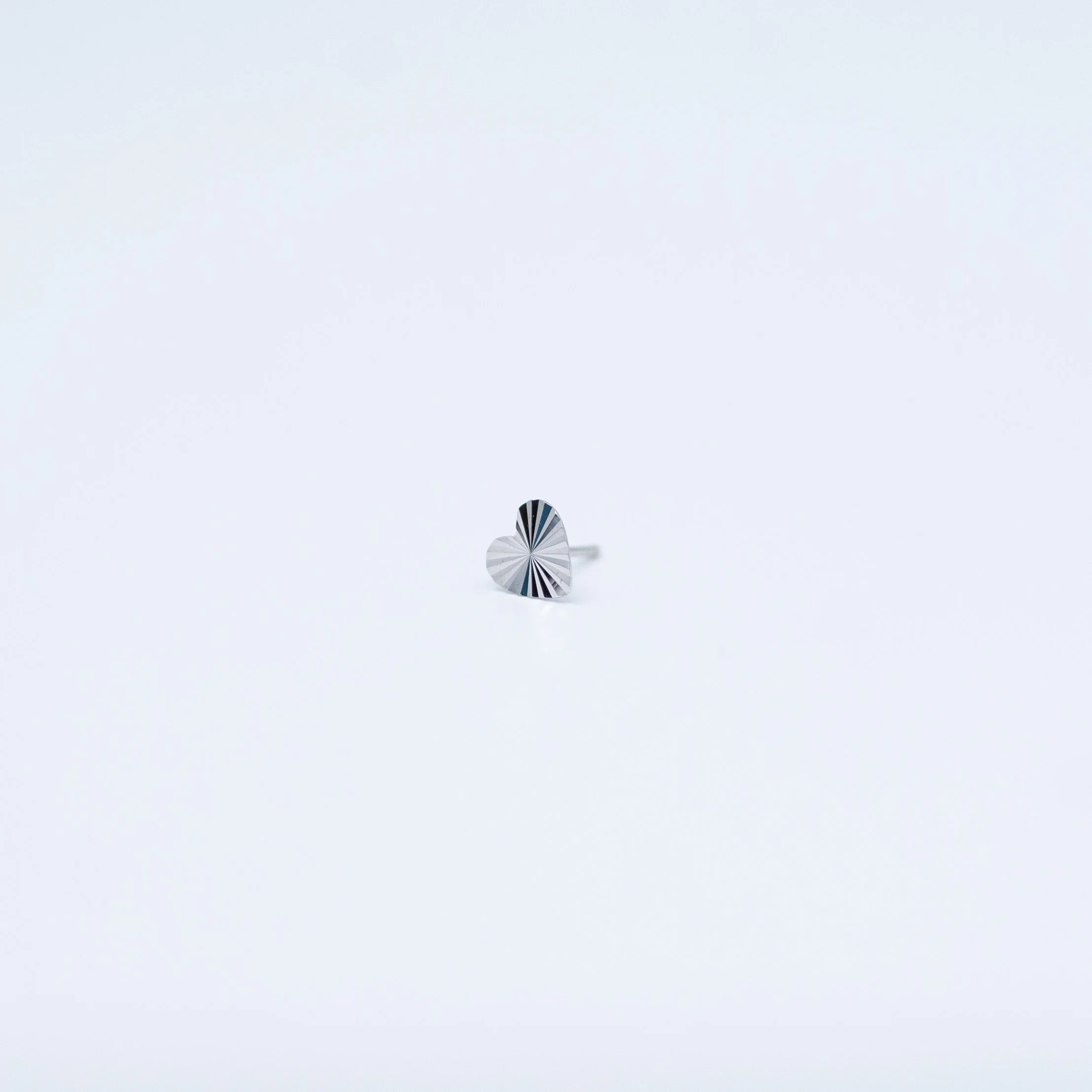 Laser Etched Heart Disk - 14k White Gold - 18g/16g - 4mm - End - Threadless - Sun Piercer