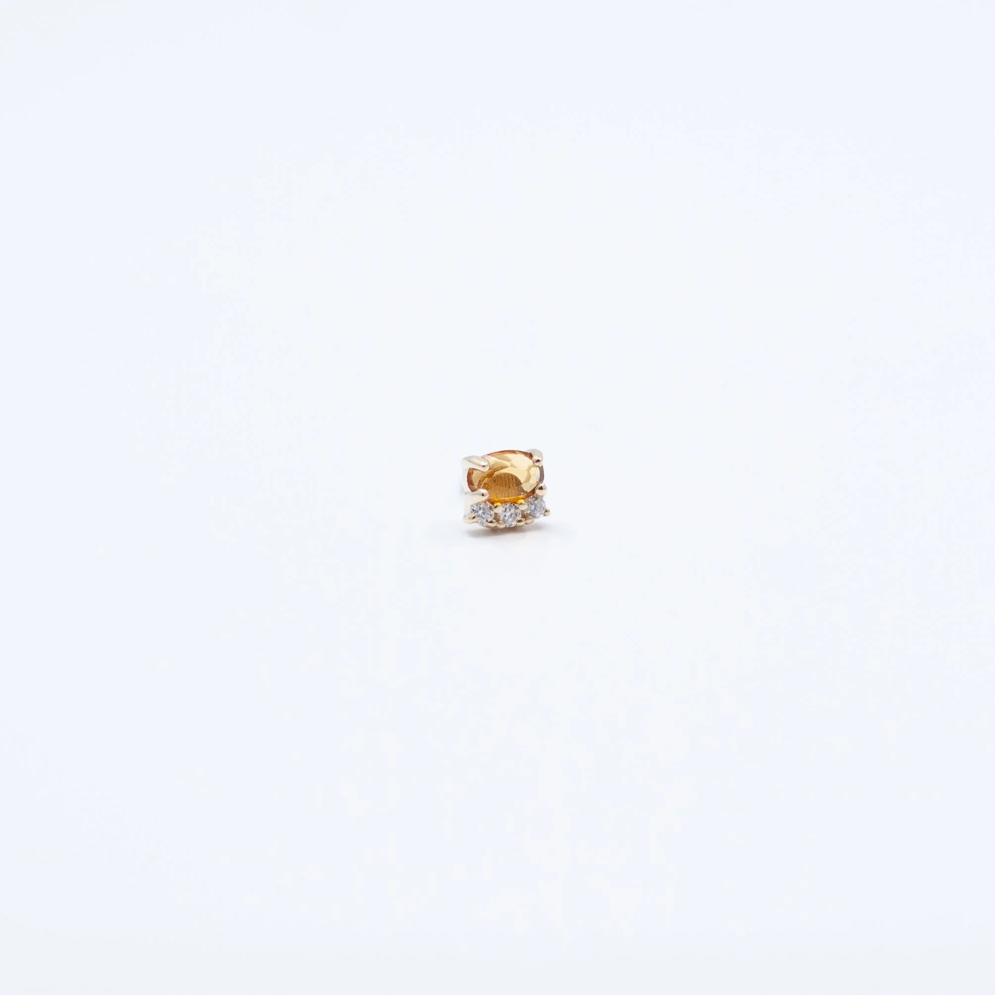 Nectar - Madiera Citrine/Moisanite - 14k Yellow Gold - 18g/16g - 2x1.5mm - End - Threadless - Ember