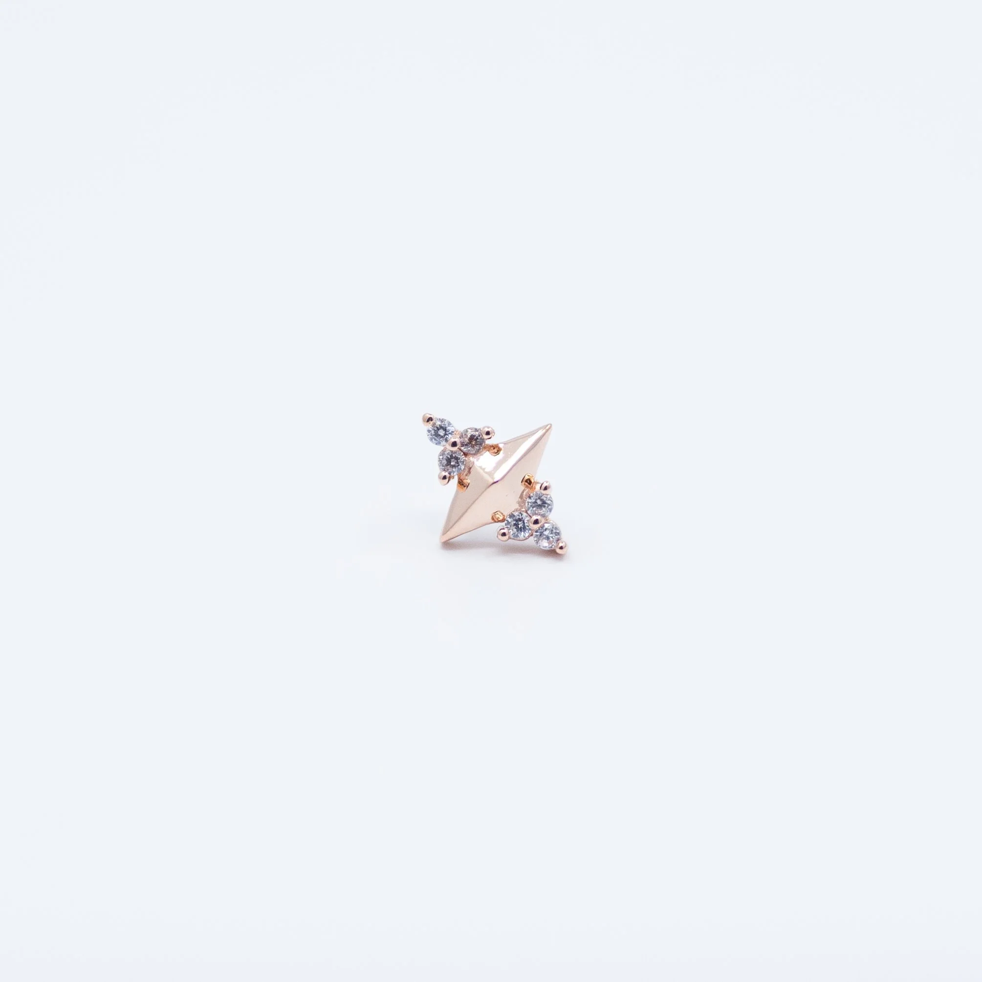 High Key - White CZ - 14k Rose Gold - 18g/16g - 7x6mm - 1mm - End - Threadless - Ember