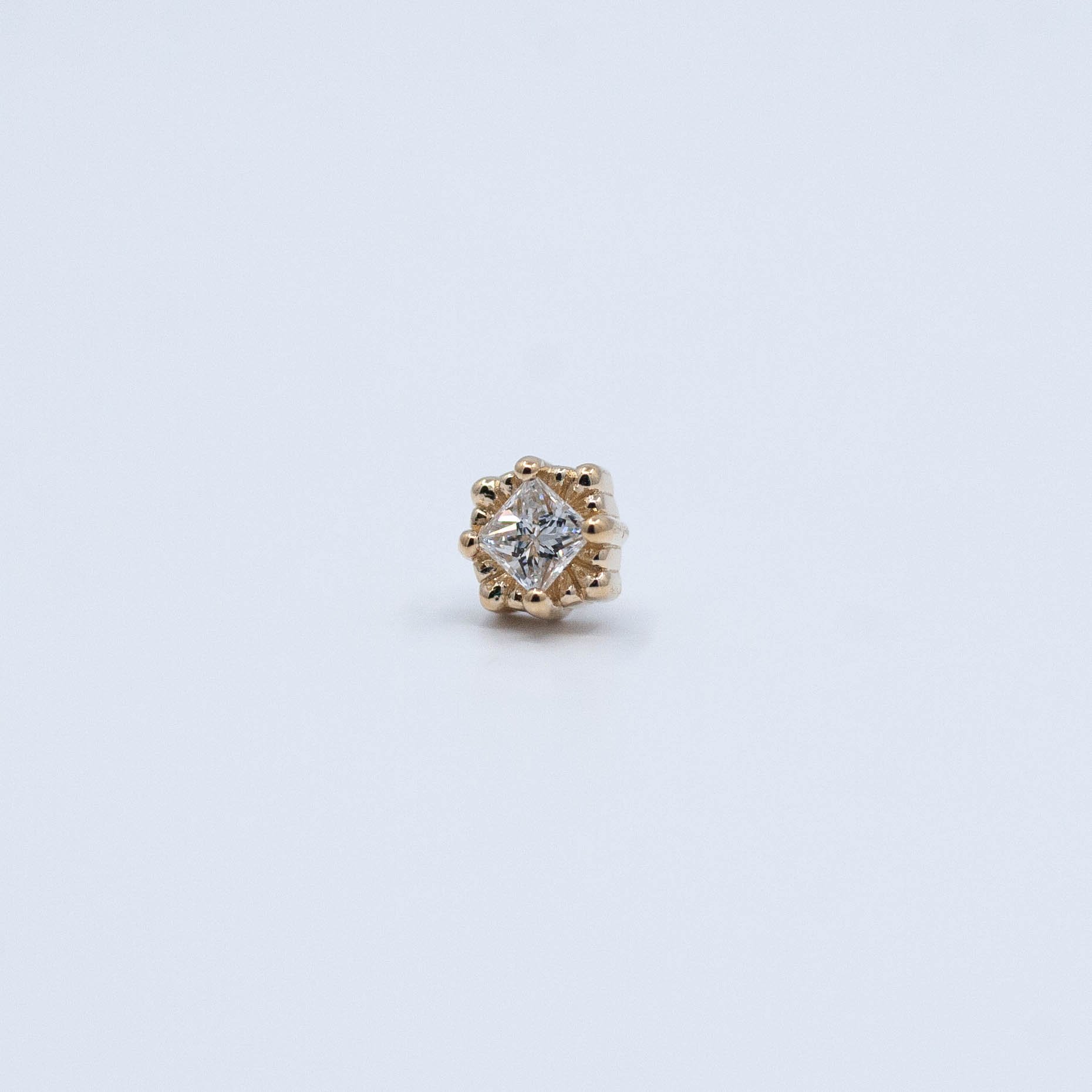 Melange Princess - Diamond - 14k Yellow Gold - 18g/16g - 4mm - 2.5mm - End - Threadless - Tether