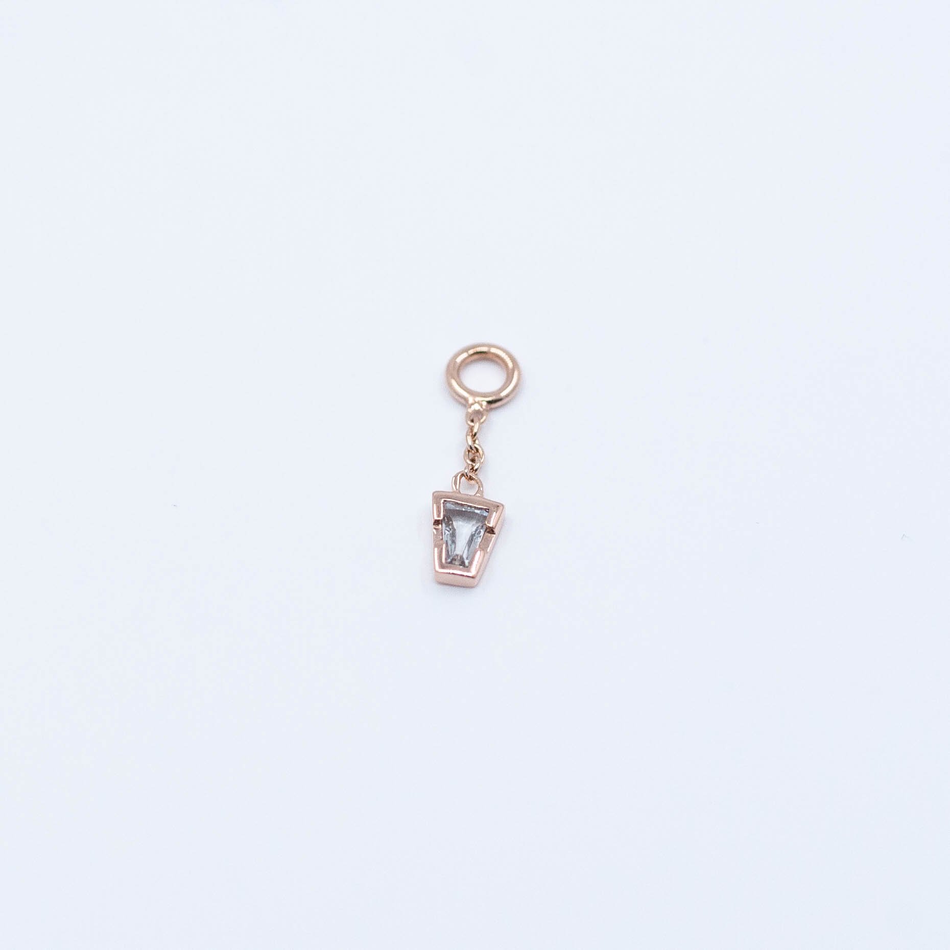 Linda Charm - White Topaz - 14k Rose Gold - 18g/16g/14g - 9x3mm - 3x2mm - Chain - Tether
