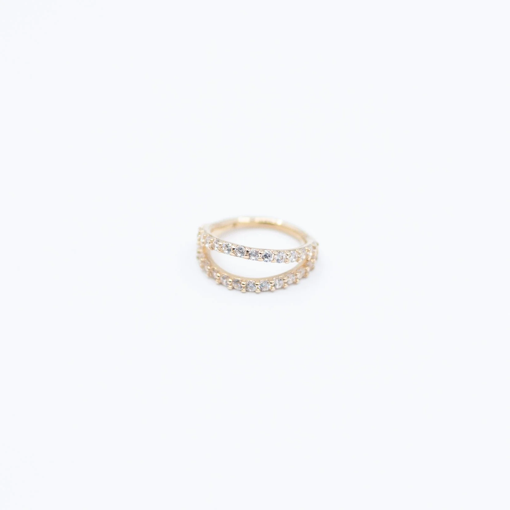 Double Gemmed Clicker - White CZ - 14k Yellow Gold - 18g - 5/16" - 1.25mm - Ring - Sun Piercer