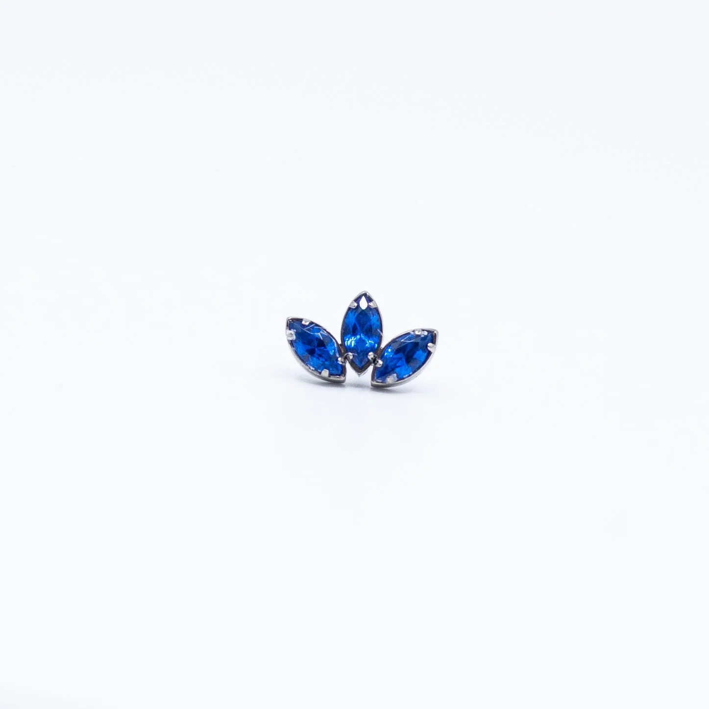 3 Gem Mini Marquise Fan - Sapphire CZ - Titanium - 18g/16g - 6x4mm - End - Threadless - Anatometal