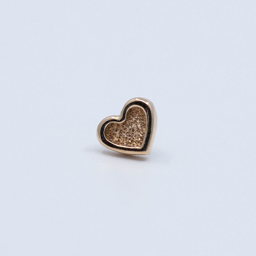 Sandblasted Heart Small - 18g/16g/14g - 14k Yellow Gold - 4.5x4mm - Threadless - End - Industrial Strength