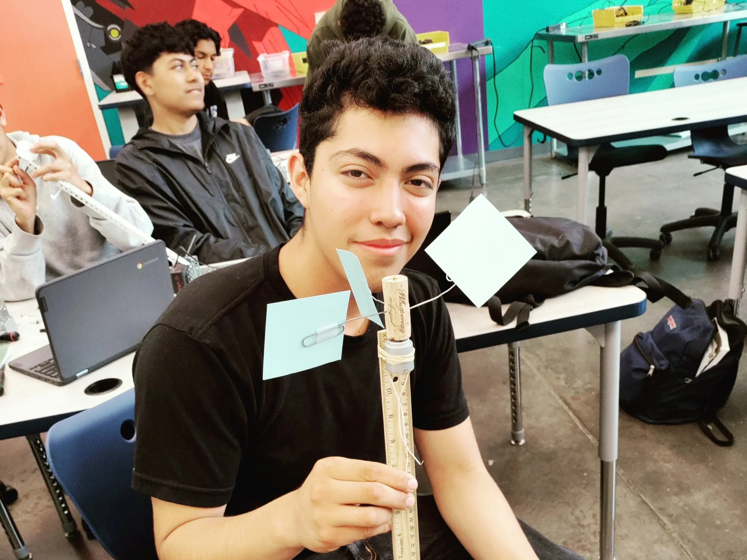 Students create wind turbines to learn about renewable resources in our "Spin the Turbine" lesson