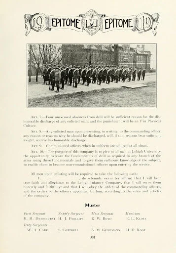 A continuation of the rules Lehigh Students had to follow in the military training program on campus created by President Drinker before ROTC was officially introduced.