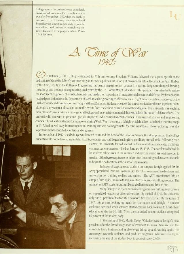 Here you can get a glimpse into Lehigh's WW2 experience.