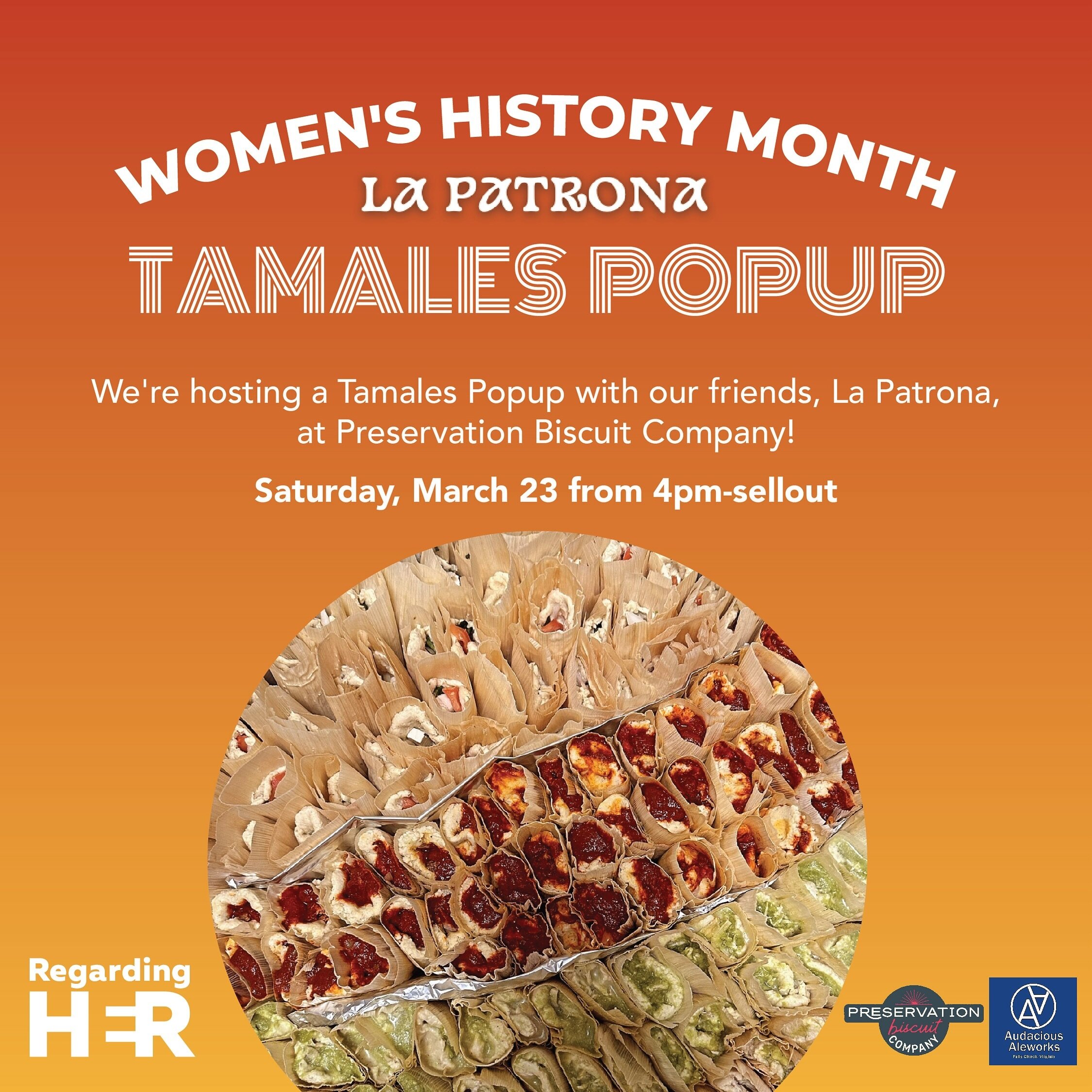 We&rsquo;re excited to collaborate with a fellow Latina owned business this Women&rsquo;s History Month. Join us on Saturday starting as @lapatronadmv pops-up in our shop with tamales 🫔 from 4pm to sellout. 

Visit us in person, place your order and