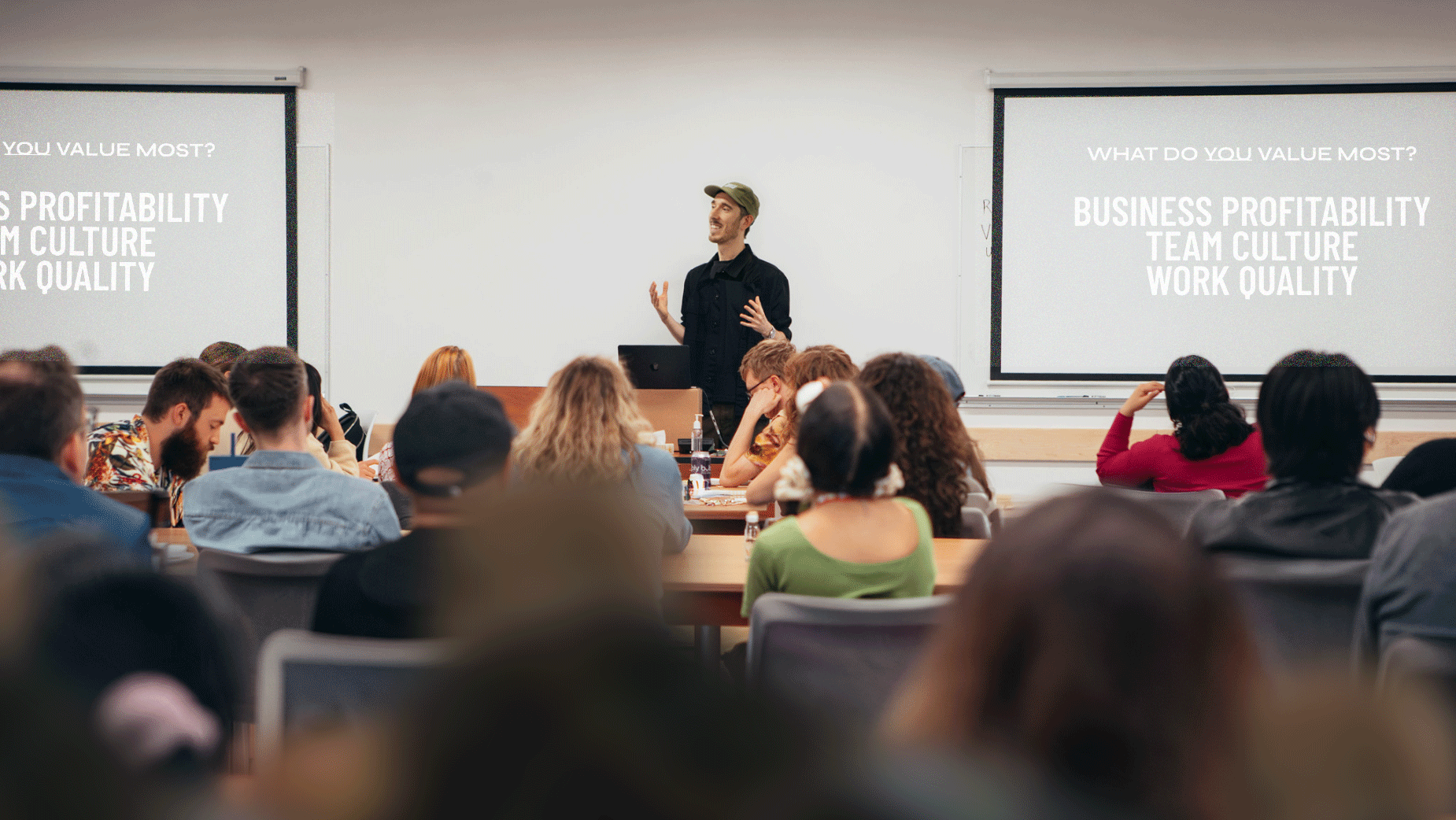 Dominic Prevost leading a creative direction workshop for designers and creative leaders.