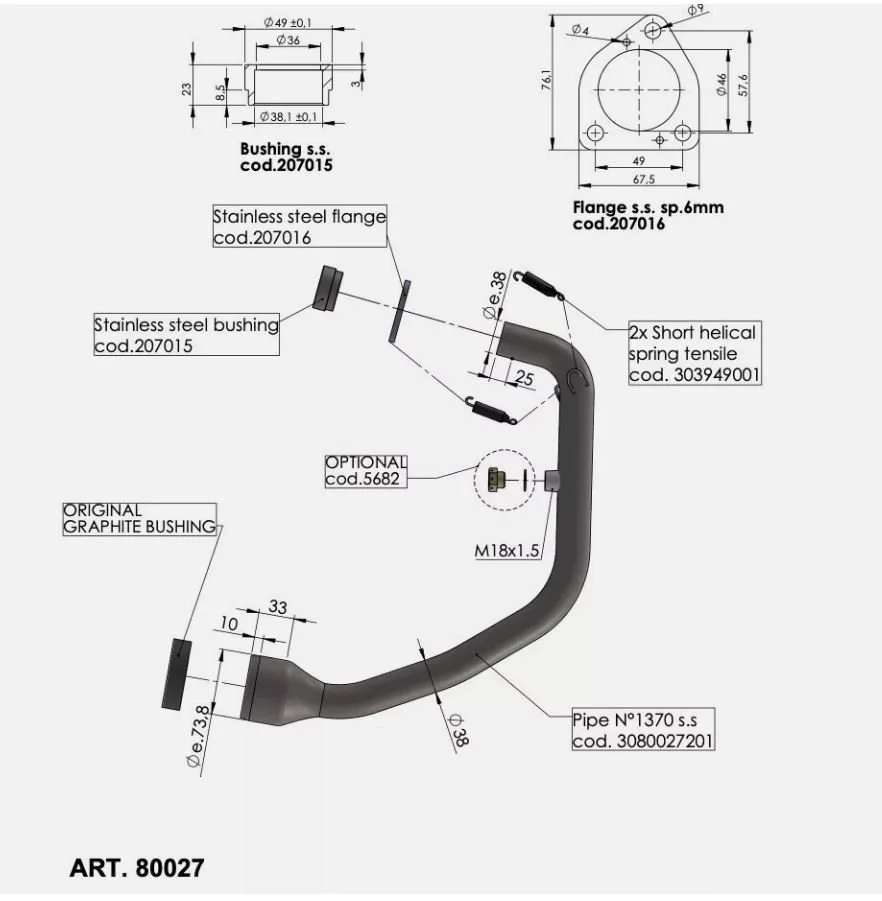HUSQVARNA 125 SVARTPILEN KTM DUKE Leo Vince Header Exhaust Pipe 2021 - 2023