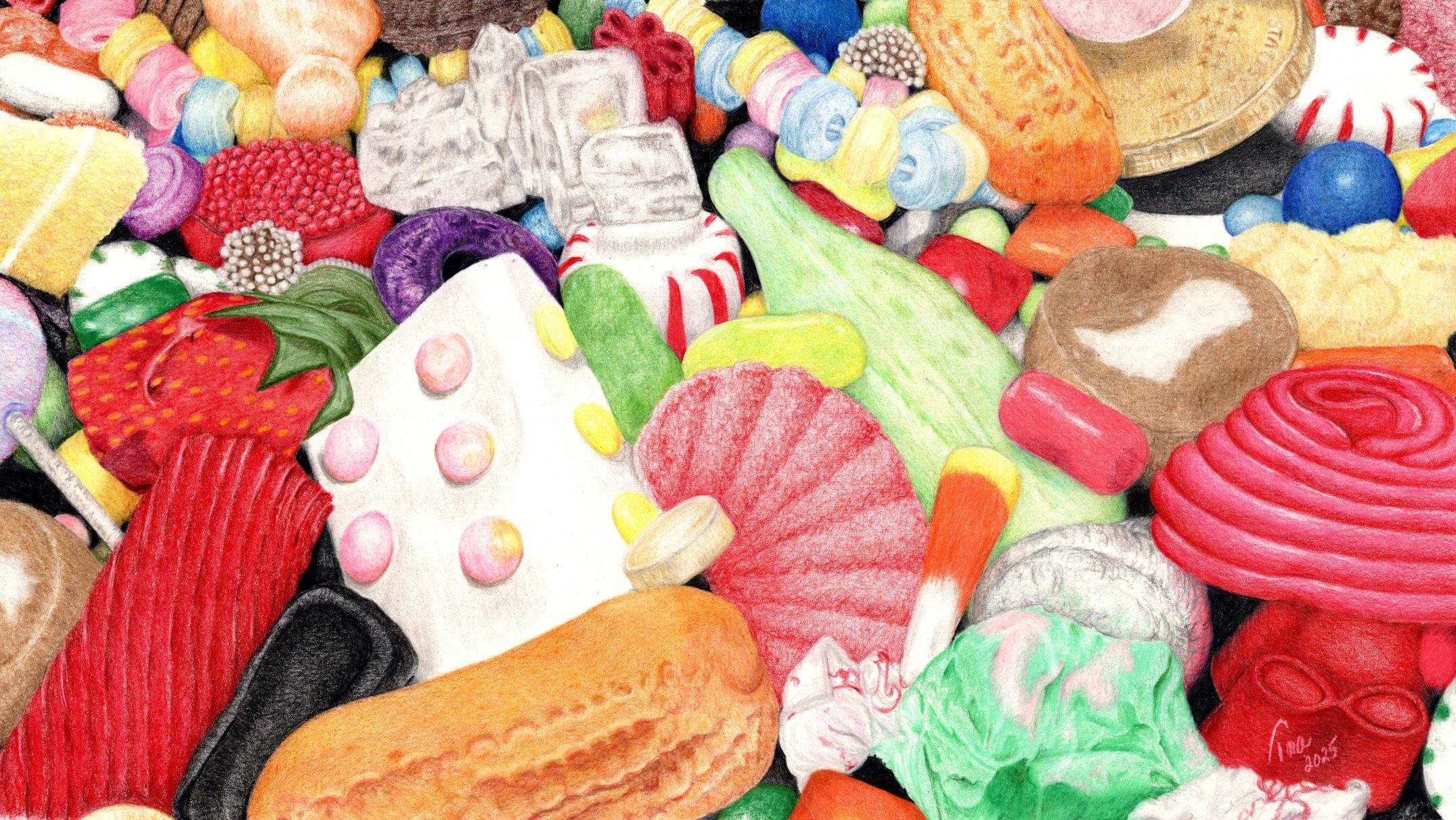 "Old-Fashioned Sweets" Colored Pencil