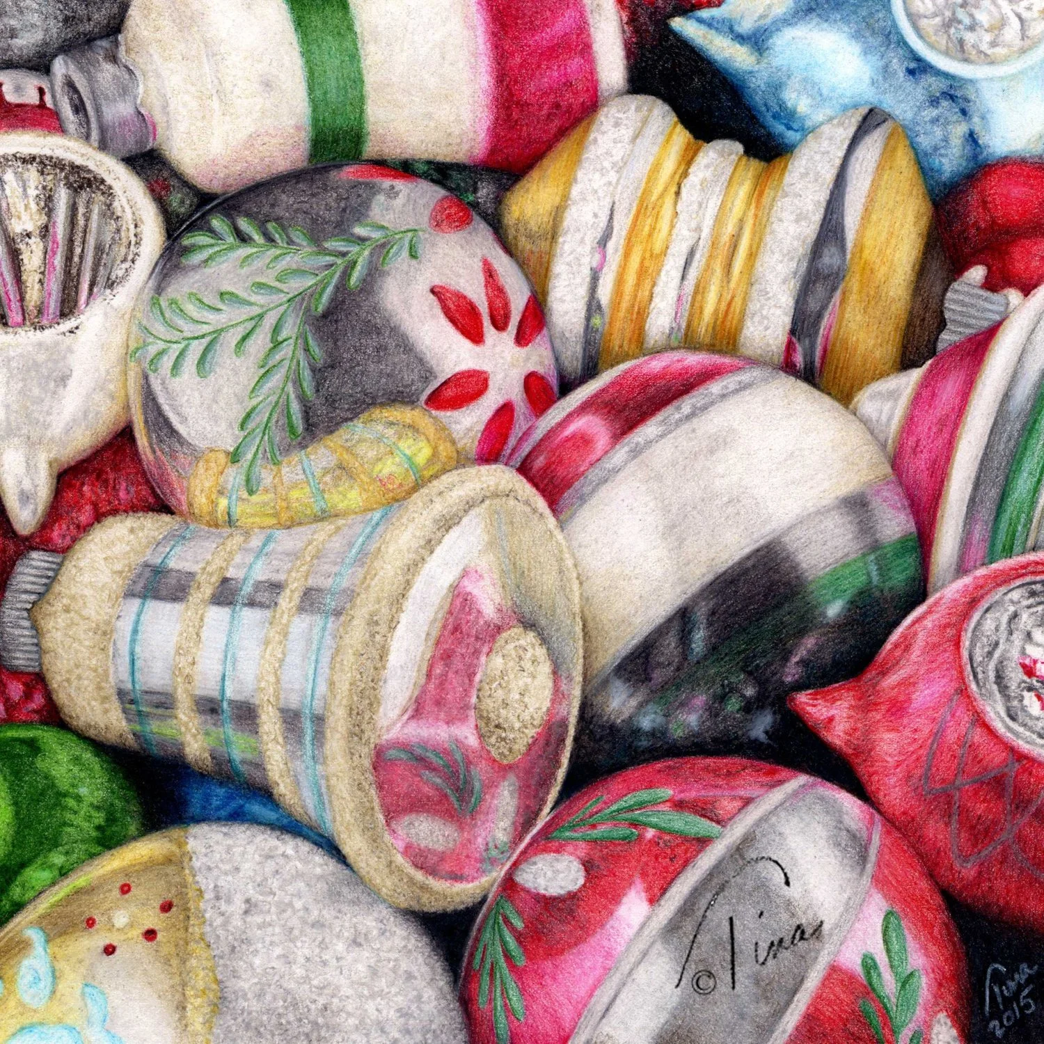 "Tree Trimmings" colored pencil