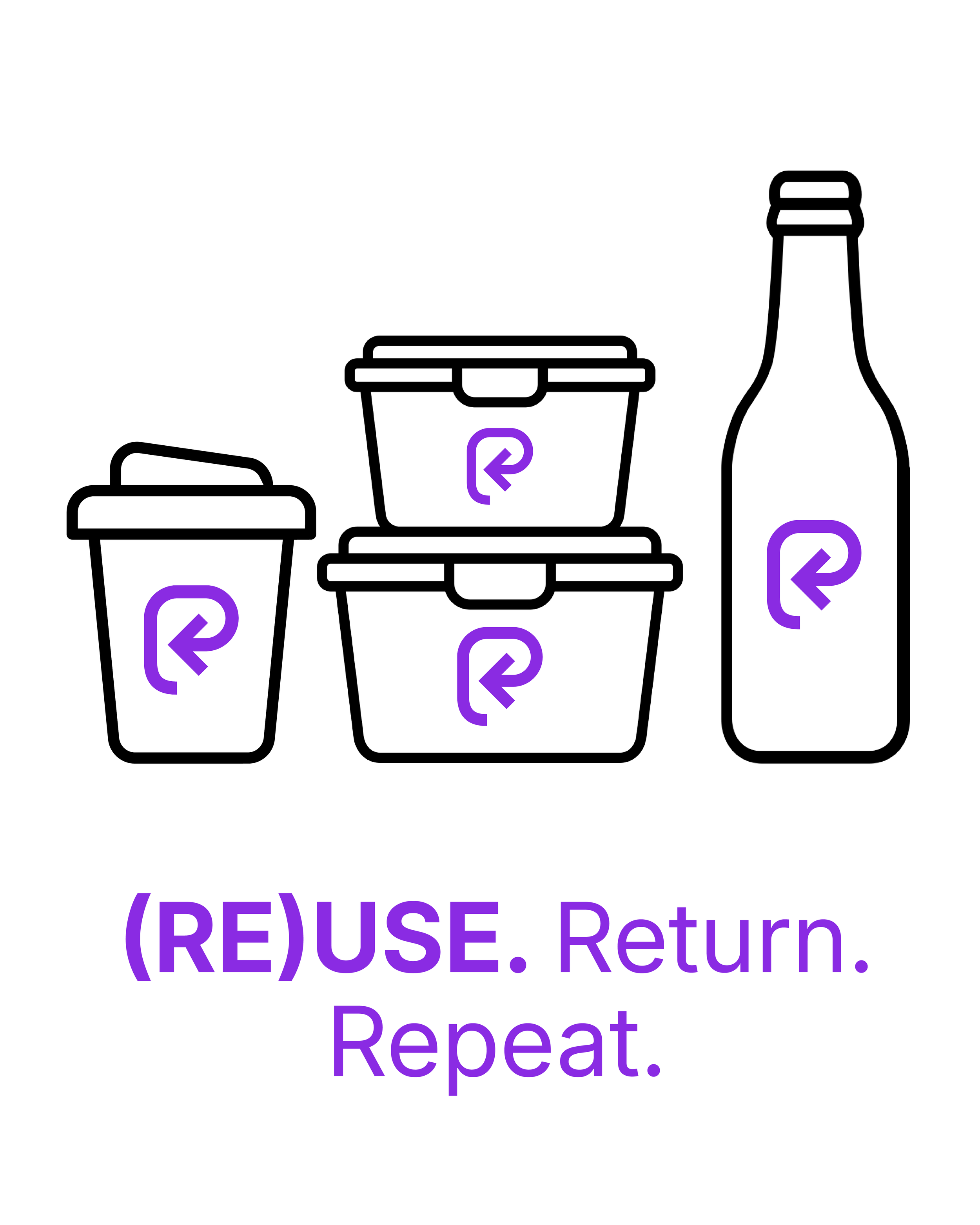 re(use). return. repeat. with symbol