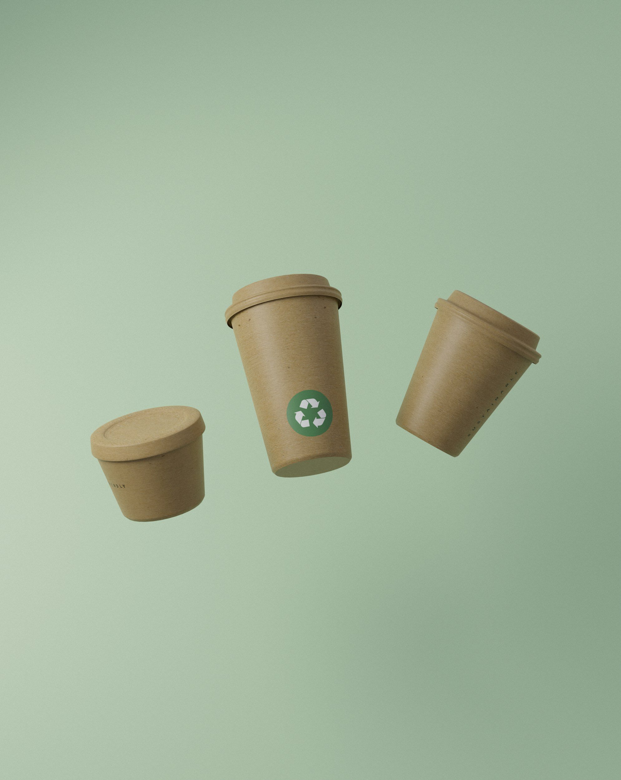 Paper cups with recycle image