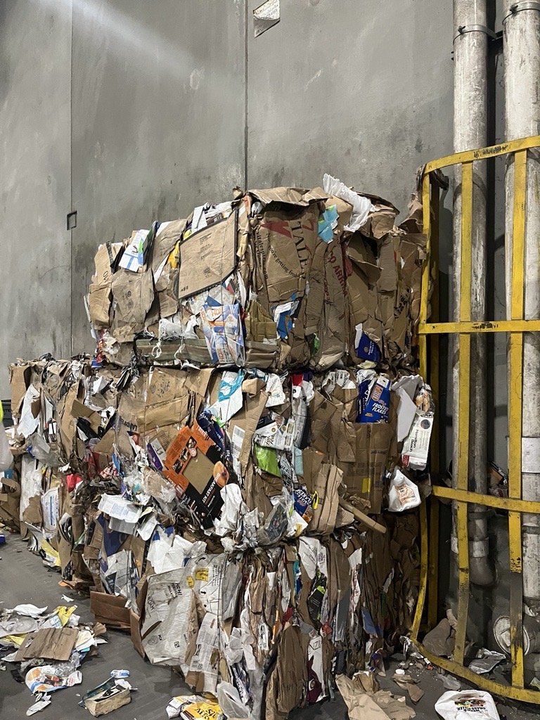bales of sorted recycling