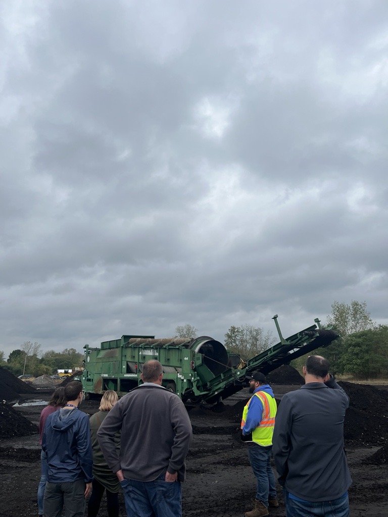 Photo of composting equipment at an industrial composting site