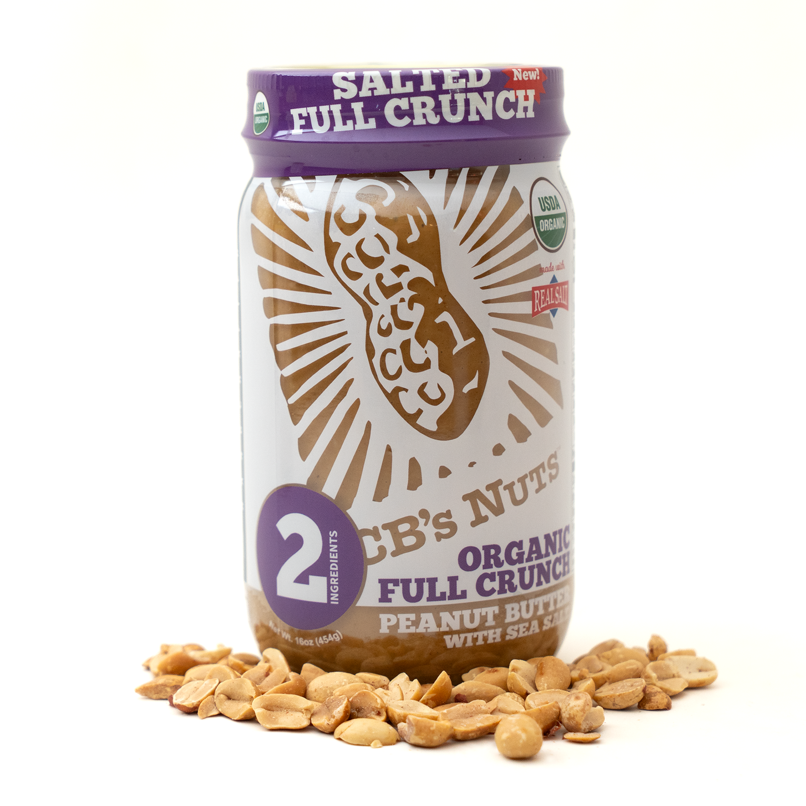 CB's Organic Full Crunch 2 Ingredient Peanut Butter with Sea Salt, 16oz jar
