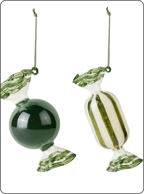 Glass Candy Ornament, $55