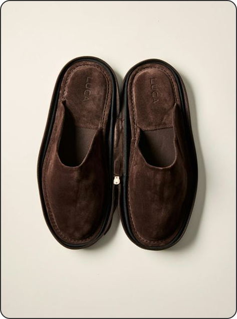 Packable Suede Slipper, $98
