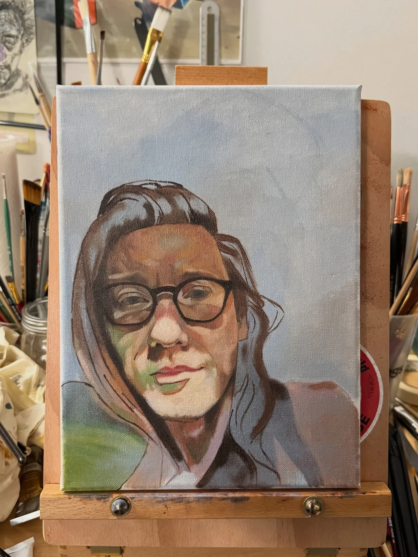 An in progress painting that I was kind of aiming for a show but then decided that maybe I want to spend time with and see what it can teach me about painting, see where I can take it. 
Painting has been something of a white whale for me, that thing 