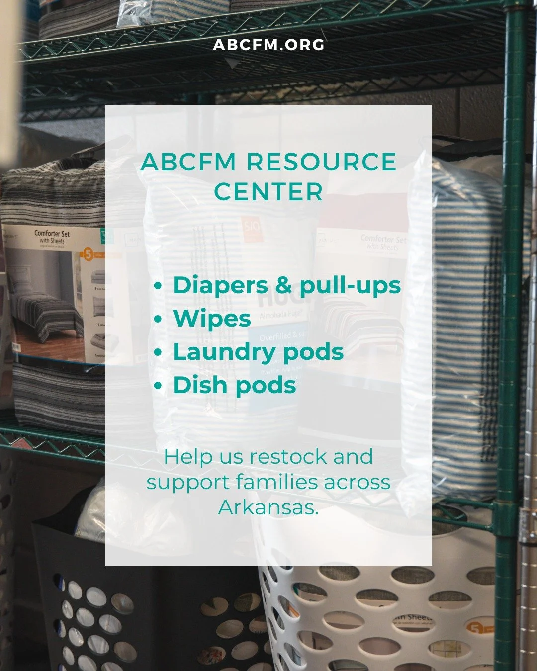 🧺 Help Us Restock Our Resource Center

The ABCFM Resource Center serves children and families every day, and right now we&rsquo;re running low on some important essentials.

We&rsquo;re in need of:
-Diapers &amp; pull-ups
-Wipes
-Laundry pods
-Dish 