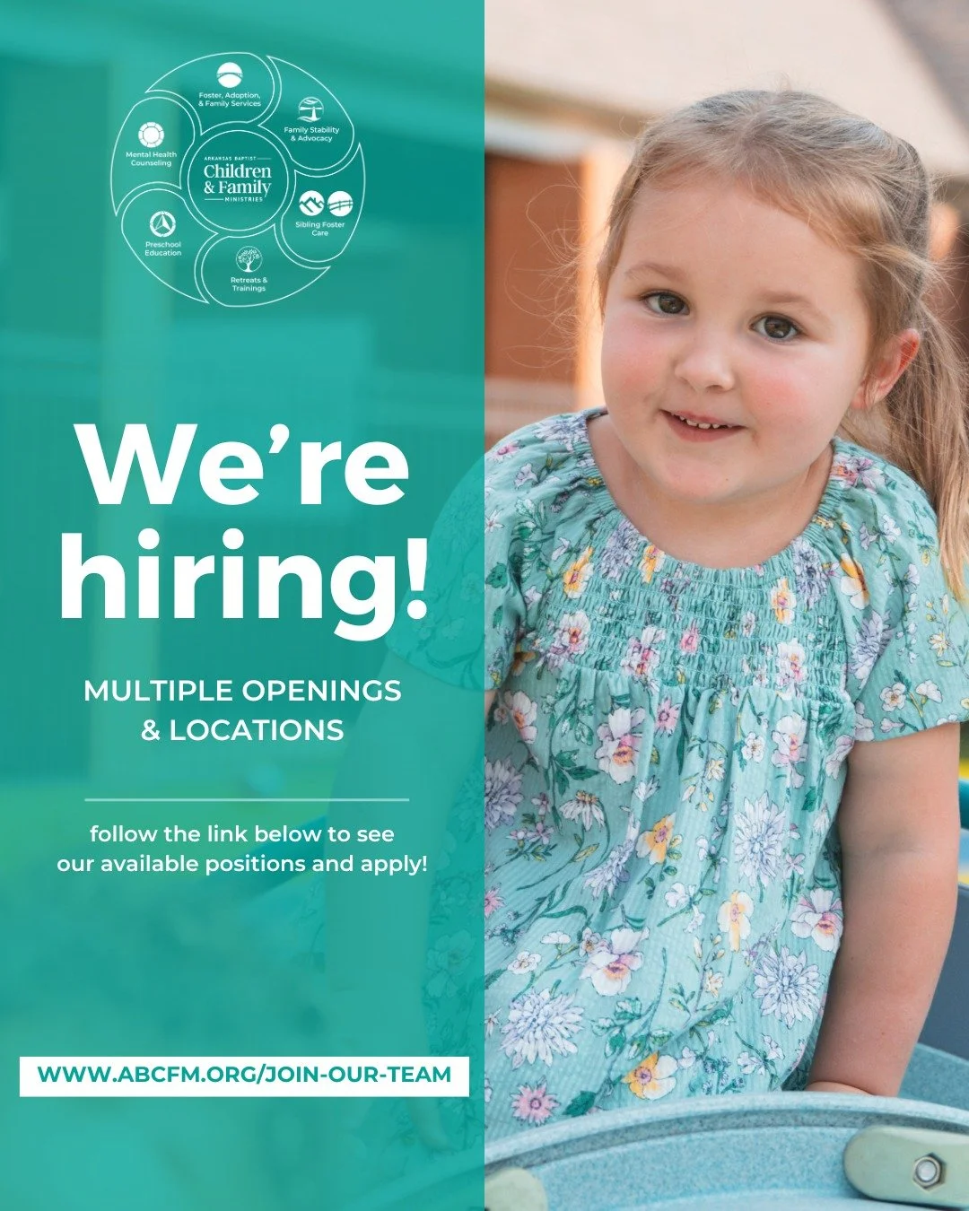💼 We&rsquo;re Hiring!

Join a ministry that&rsquo;s changing lives across Arkansas.
We have multiple openings in locations statewide&mdash;from foster care to counseling and support roles.

If you&rsquo;re ready to make a difference and live out the