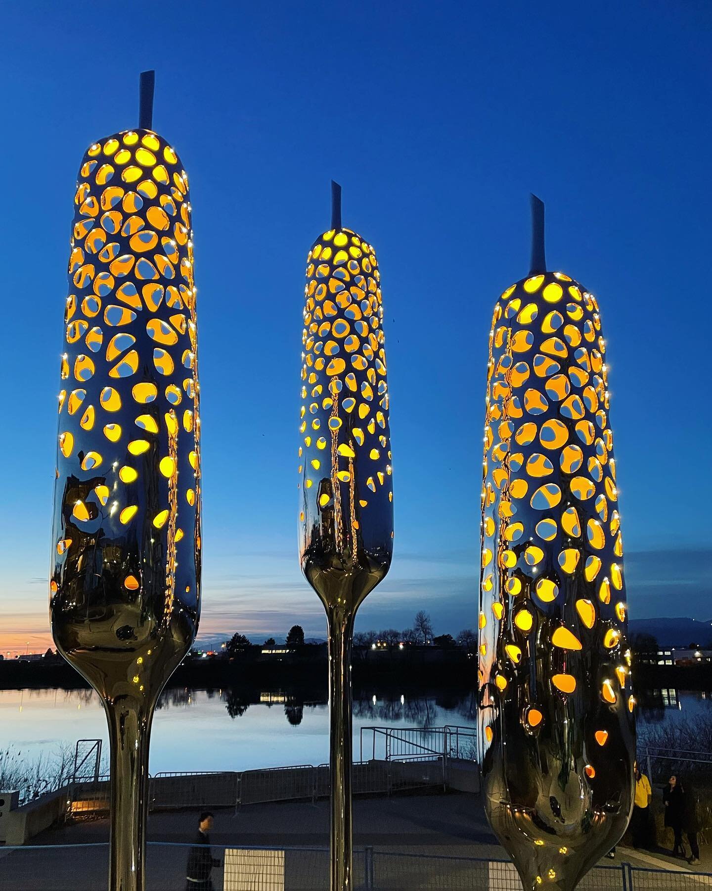Richmond&rsquo;s newest public artwork, Typha, by artists Charlotte Wall (@charlotte.wall.works) and Puya Khalili (@puya.khalili), was officially unveiled last week near the Richmond Olympic Oval.
&nbsp;
Composed of three shiny sculptural forms that 