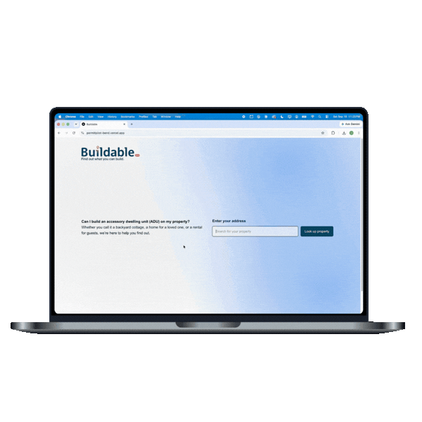Screen recording of Buildable ADU feasibility tool.