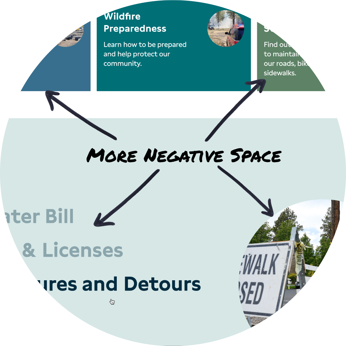 There's more negative space between content.