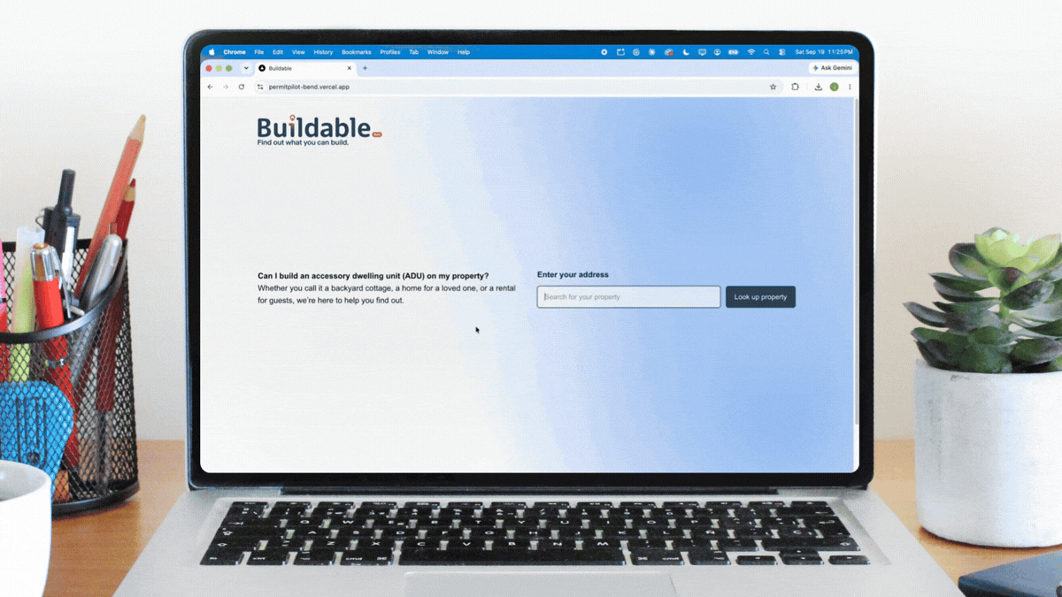 Screen recording of the full user path through Buildable from entering an address, feasibility summary, ADU placement and permitting plan.