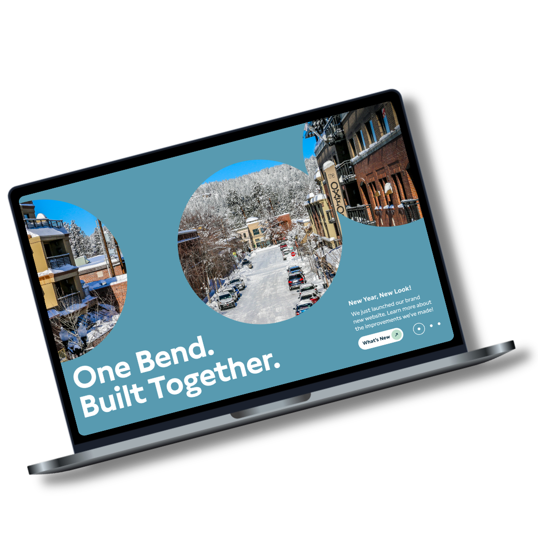 City of Bend website on a laptop.
