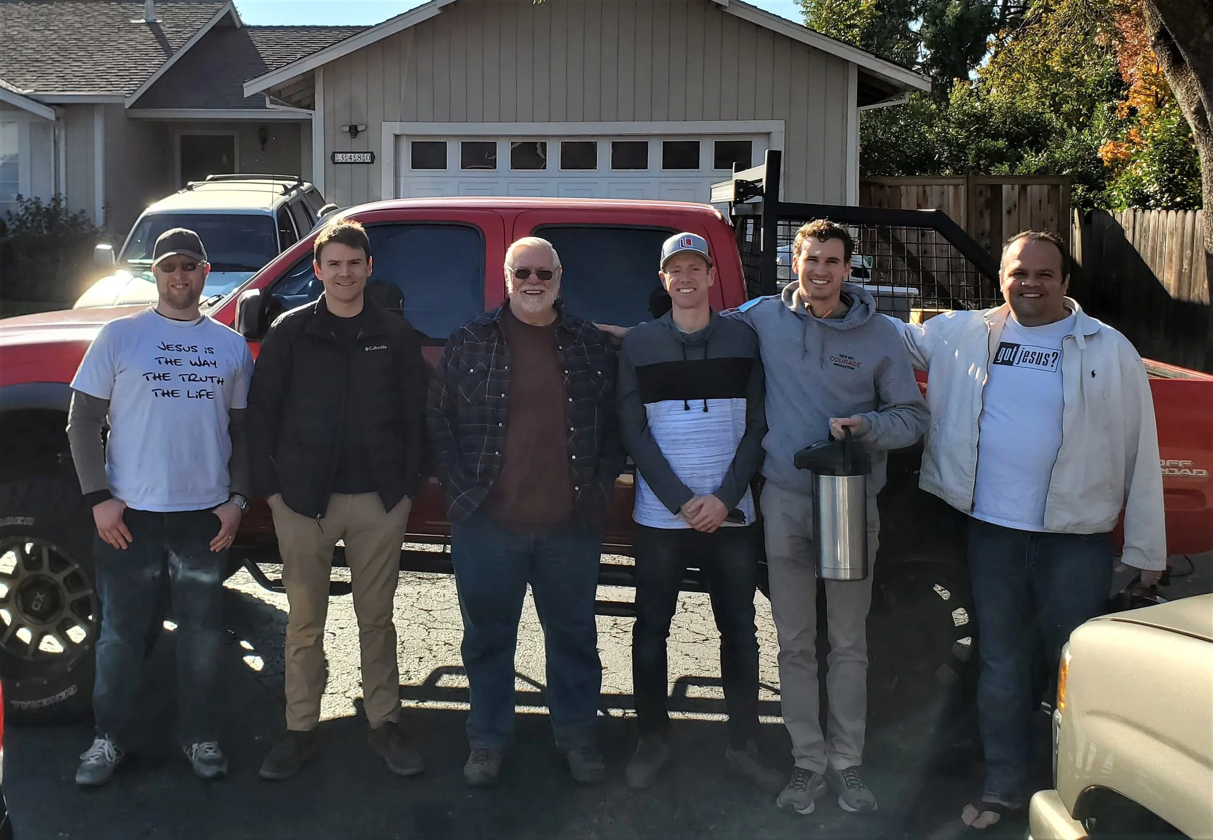 Saturday we had six men join the homeless outreach: Toby, Tommy, Bob, Nick, Evan and Adriano (left to right)