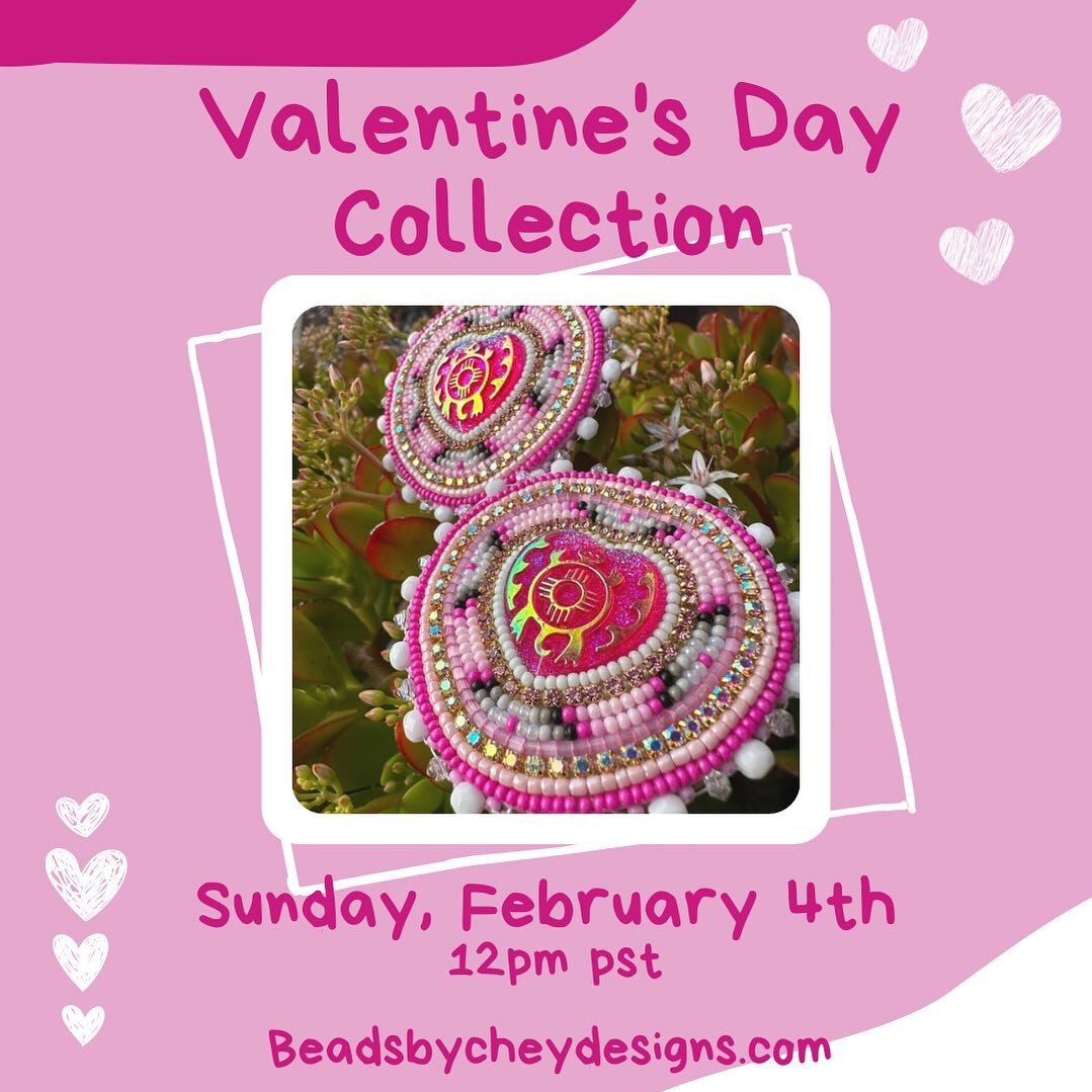 I&rsquo;m excited to announce my Valentine&rsquo;s Day Collection! My collection will be live on Sunday, February 4th at 12pm pst. I&rsquo;ll be posting all the earrings that will be available at the month goes on! 

#beadwork #beadedearrings #beaded
