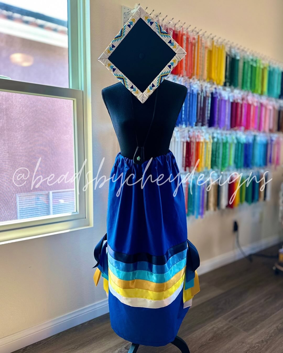 I had the privilege of making a graduation set for one of my friends!! She&rsquo;s graduating early and I can&rsquo;t be more proud of her!! Graduating from UCLA isn&rsquo;t easy!!! 💙💛go bruins!

#ribbonskirt #beadedgradcap #nativegrad
