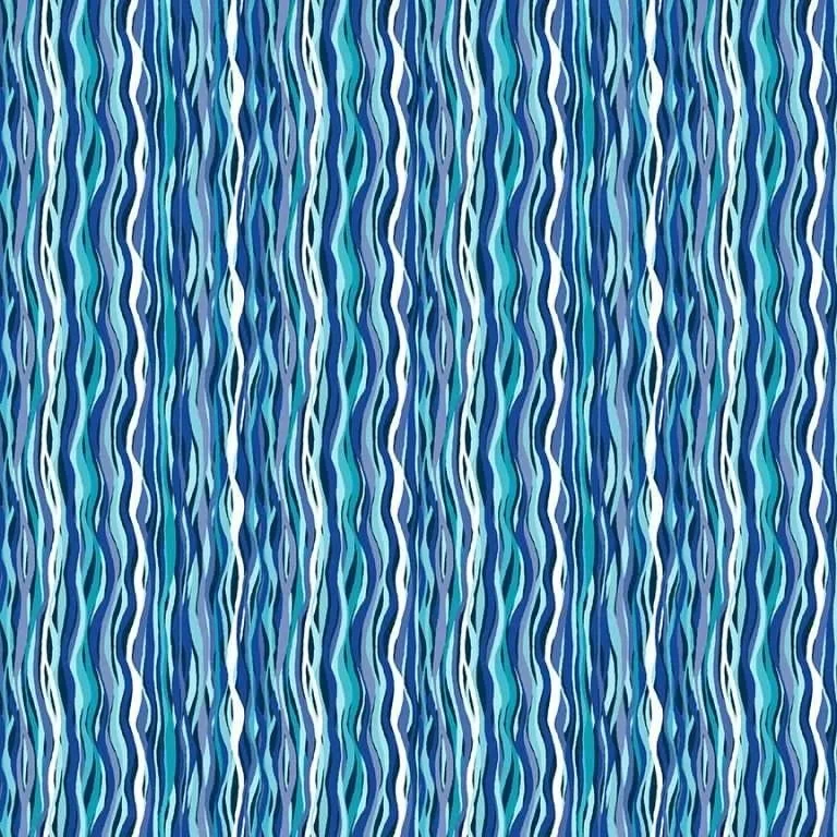 'Sea Wave' 100% Cotton By Makower, 112cms wide, 144/B2 (per metre)