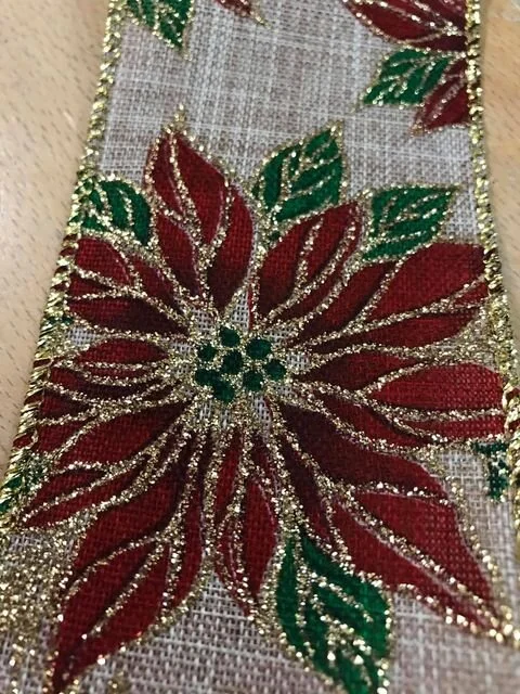 Wire Edge Ribbon 'Poinsettia' CR19/2 (Per Metre)