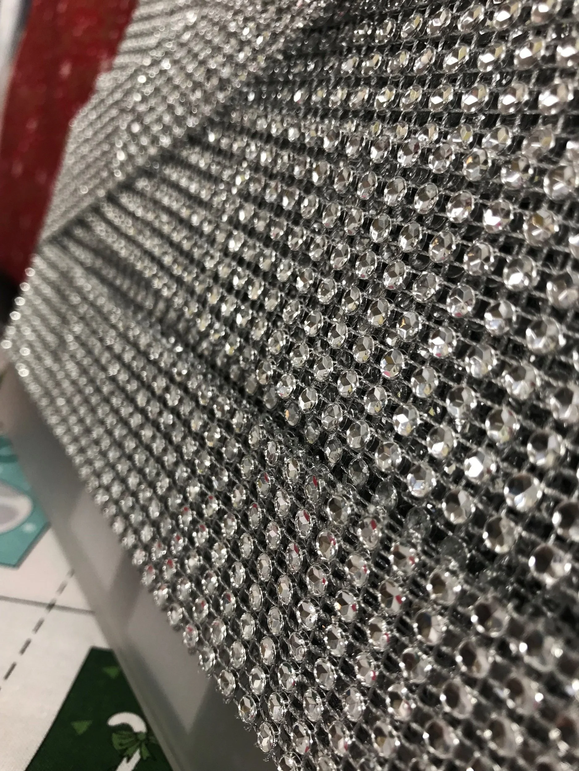 Acrylic Rhinestone Diamond Trim - Silver 1 1/2 " Wide  (per metre)