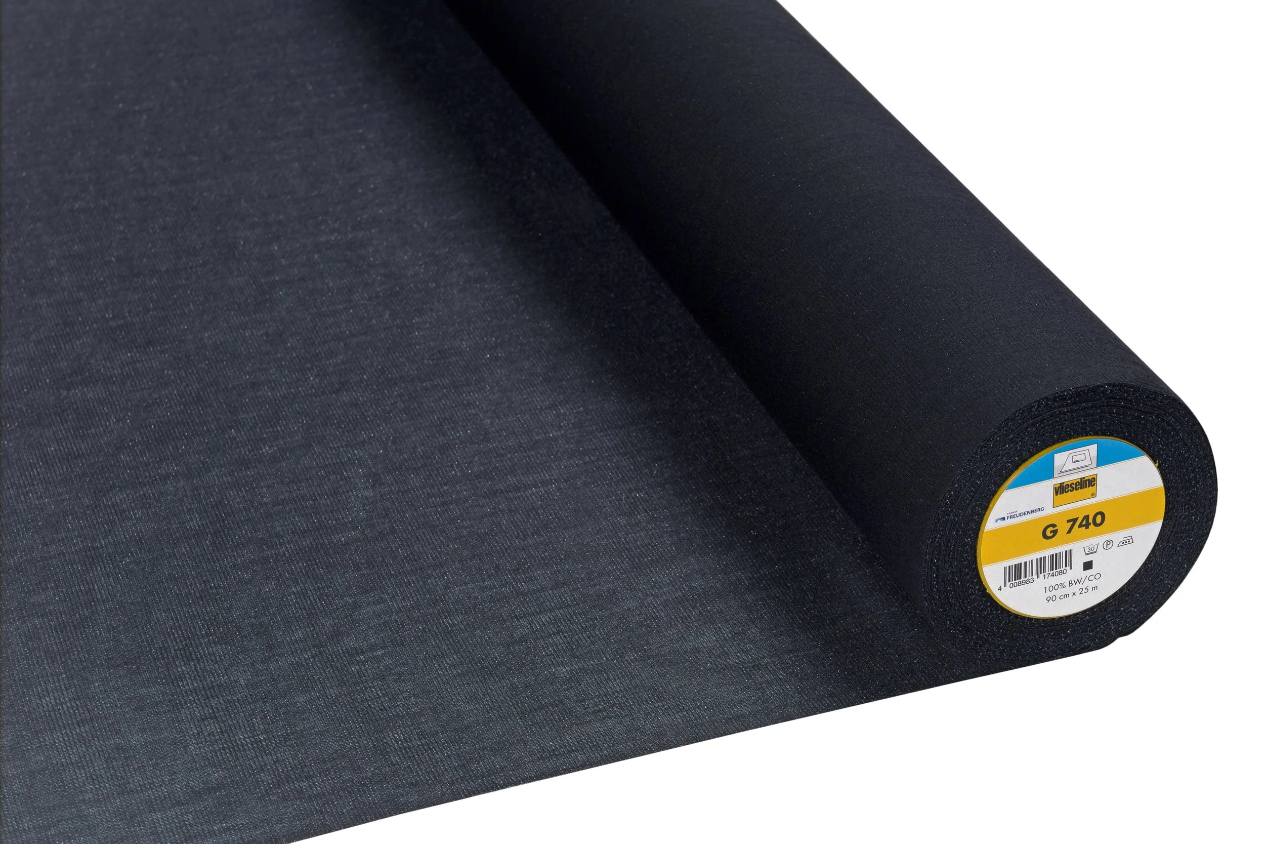 Interlining: Medium: Brushed Cotton: Woven: 25m x 90cm: Black (per metre)