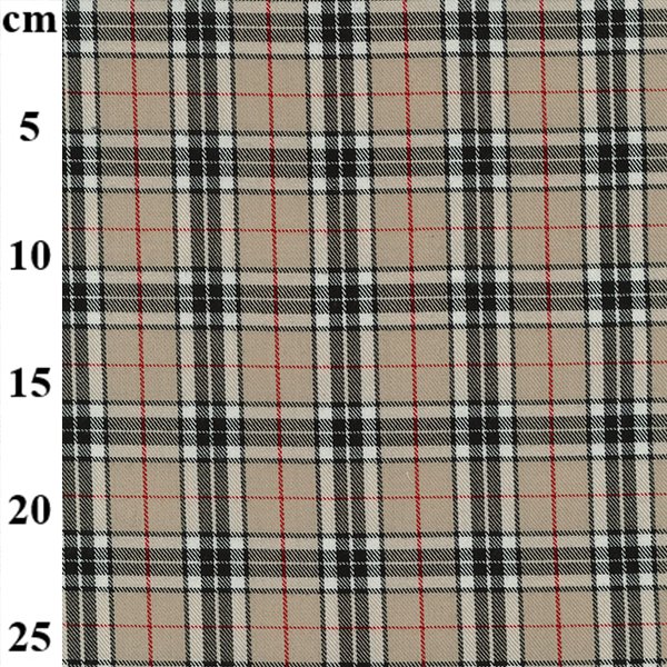 Beige Tartan By Oddies, 145cms wide, 65% Polyester 25% Viscose C3610 (per metre)