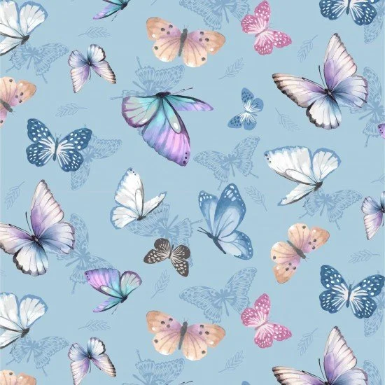 'Butterfly Garden' 100% Cotton By Nutex, 112cms wide, Col.102 (per 0.25cms)
