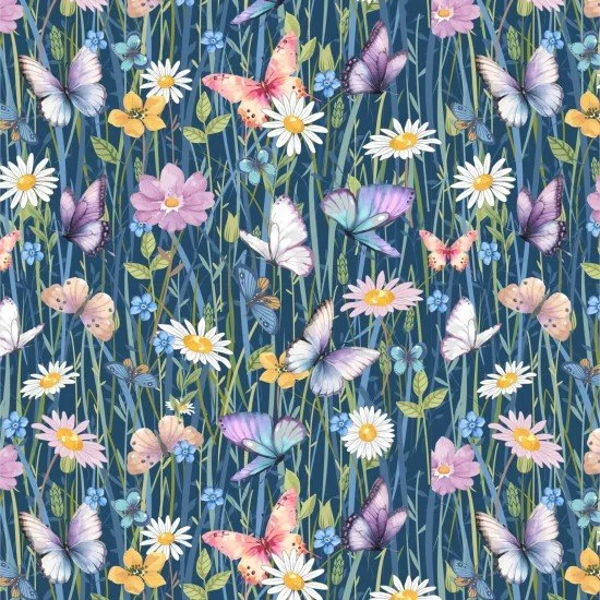 'Butterfly Garden' 100% Cotton By Nutex, col.103, 112cms wide, (per 0.25cms)