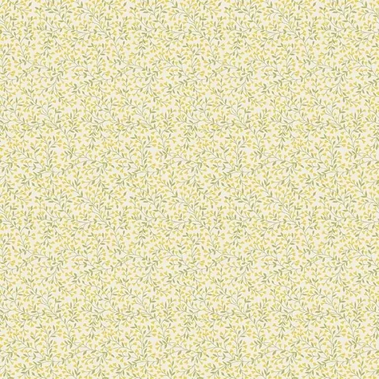 'Petite Fleur Vine Yellow' 100% Cotton By Makower, 186Y, 112cms wide (per 0.25cm)