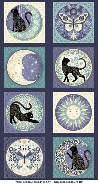 Charmed Blocks Panel By Makower: 100% Cotton: 60 x 112cms: (per panel)