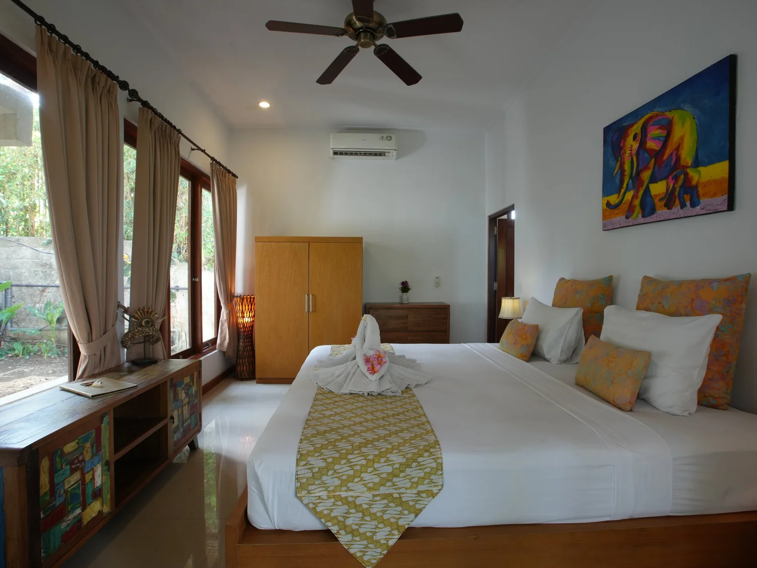 Twin share room configured with one king bed