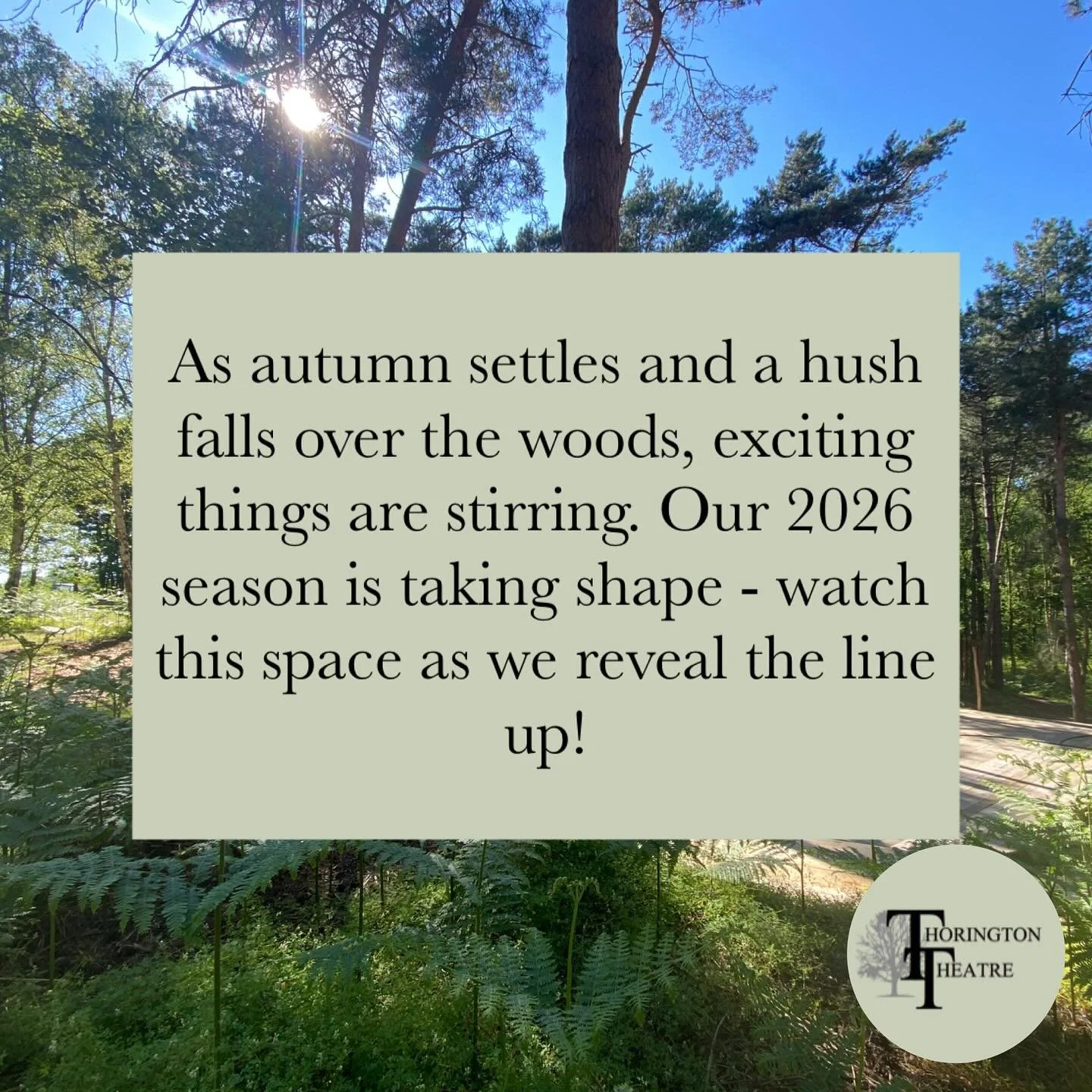 Following a fantastic 2025 season, we’re already hard at work shaping next year’s programme. The forest may fall quiet, but behind the scenes, plans are growing.
We’ll be announcing each production as it’s confirmed—so