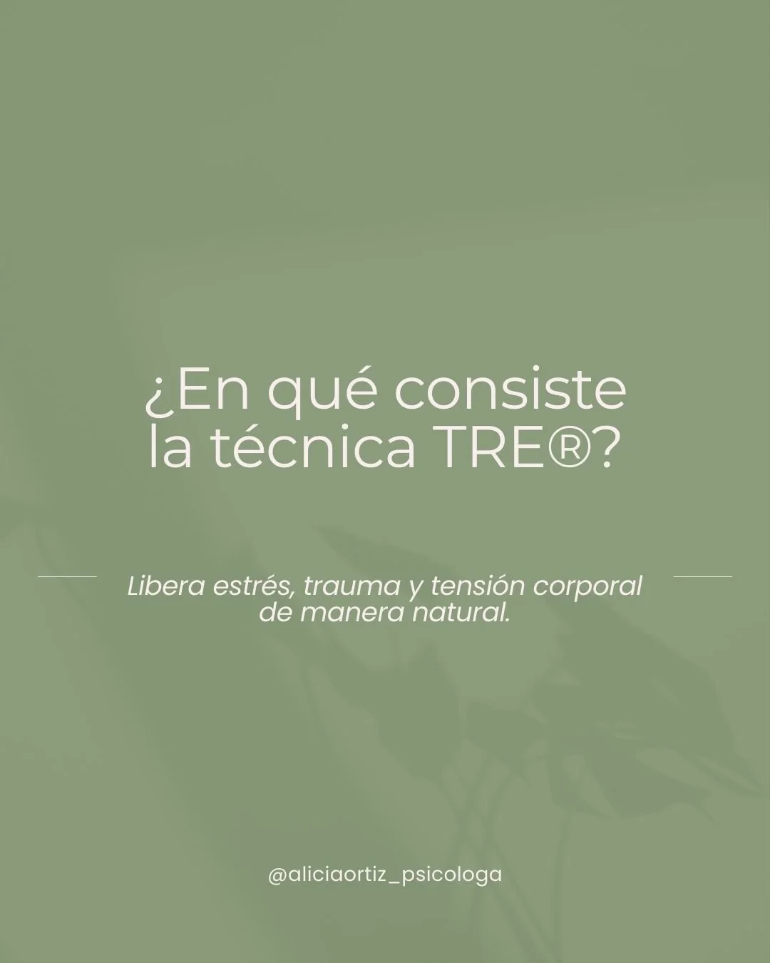 El cuerpo tambi&eacute;n guarda lo que la mente intenta olvidar.

TRE&reg; es una t&eacute;cnica corporal que ayuda a liberar estr&eacute;s, trauma y tensi&oacute;n acumulada de forma natural, respetando el ritmo de cada persona.

Escuchar al cuerpo 