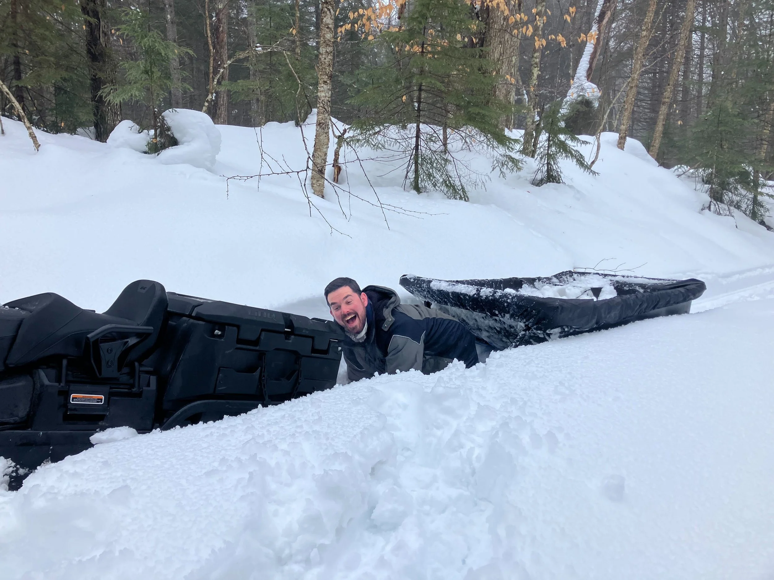 Brett Wimsatt, digging out on the way to Indian and Muskrat Lakes in the Moose River Plains Wild Forest